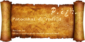 Patocskai Árpád névjegykártya