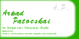 arpad patocskai business card