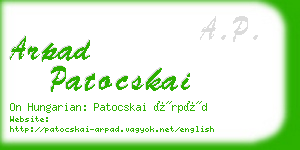 arpad patocskai business card